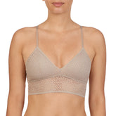 DKNY Women's Modern Lace Racerback Bralette Bra, Foam Lined Cups, Champagne, Medium